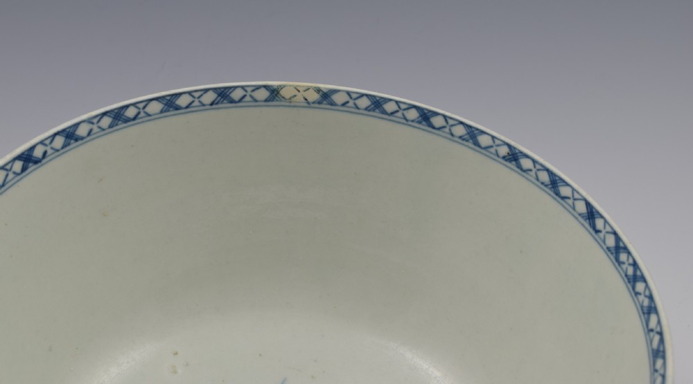 First Period Worcester Rock Strata Island Large Punch Bowl c.1775 View VII