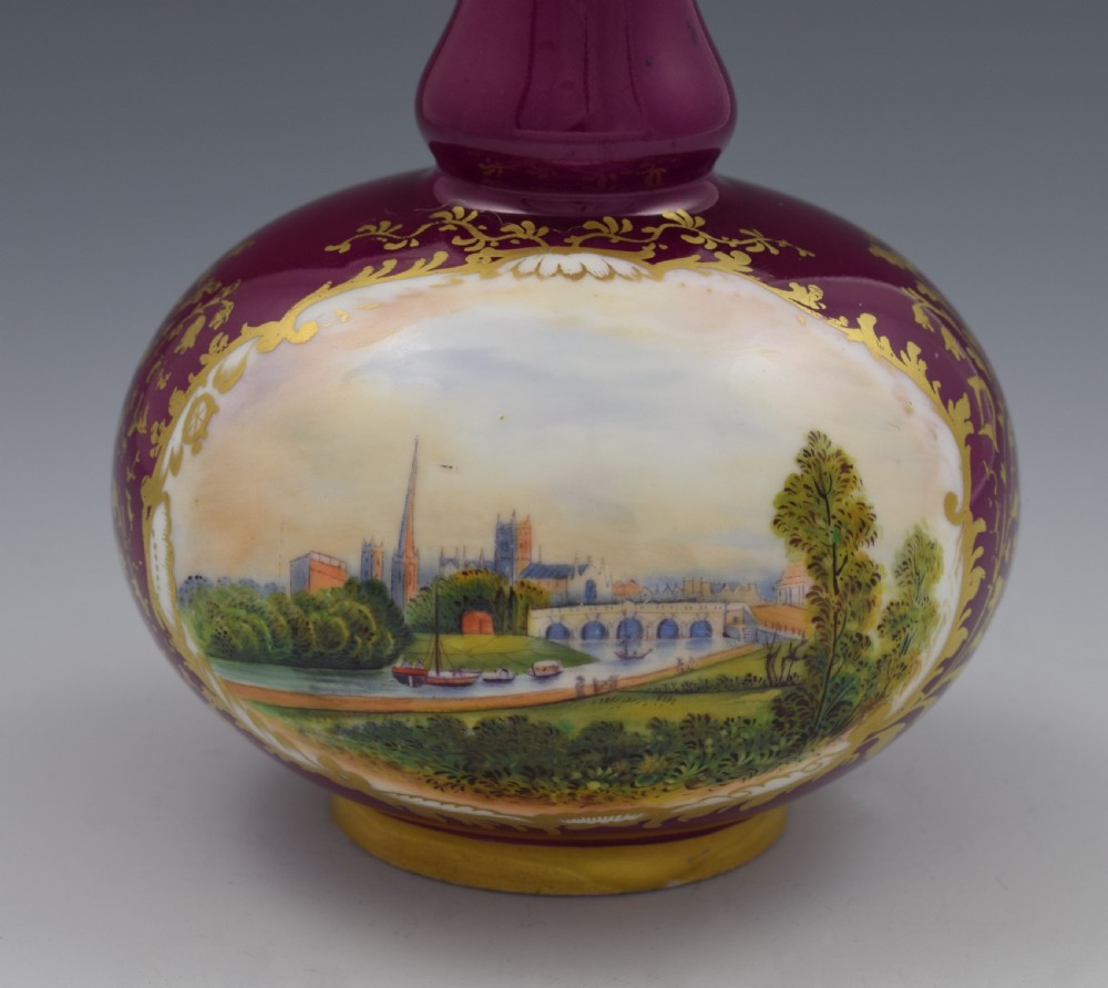 Chamberlain's Worcester Large Porcelain Scent Bottle View Of Worcester View VI