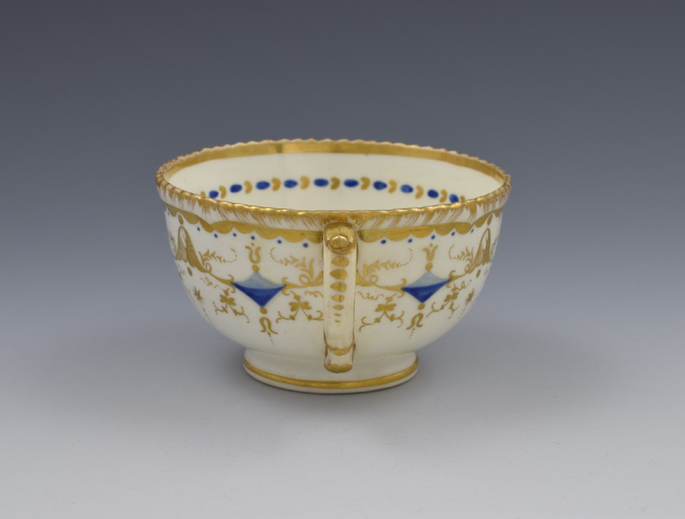 Grainger Porcelain Tea Cup & Saucer Gadrooned Rim c.1825 View VII