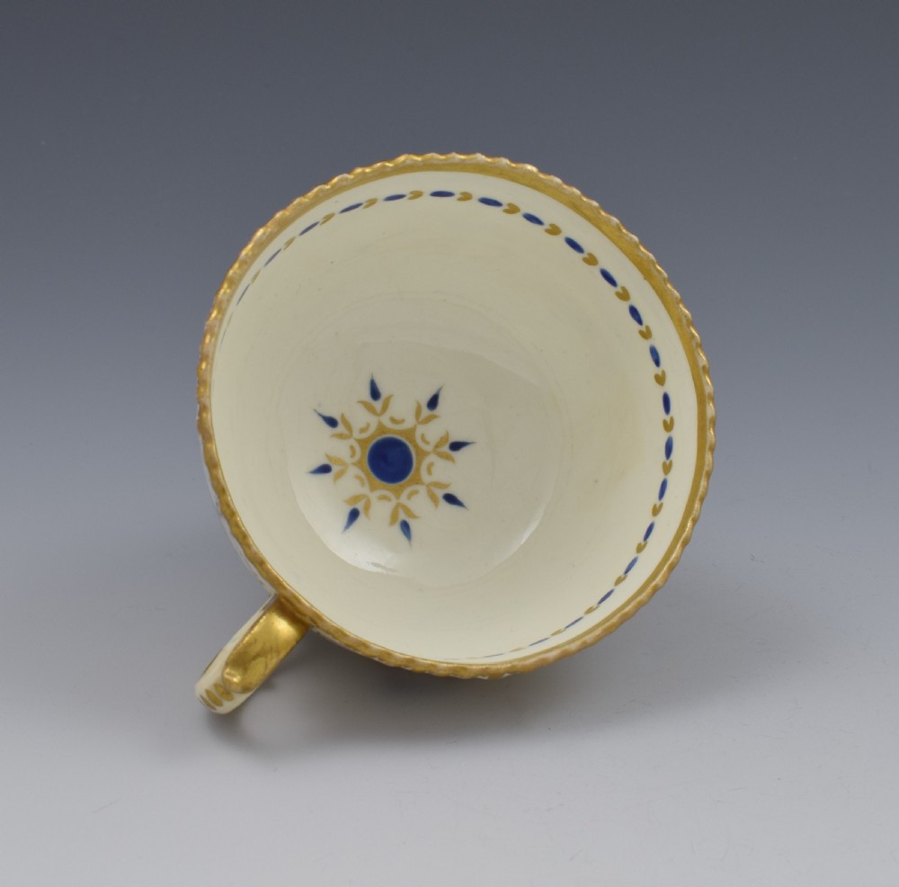 Grainger Porcelain Tea Cup & Saucer Gadrooned Rim c.1825 View IX