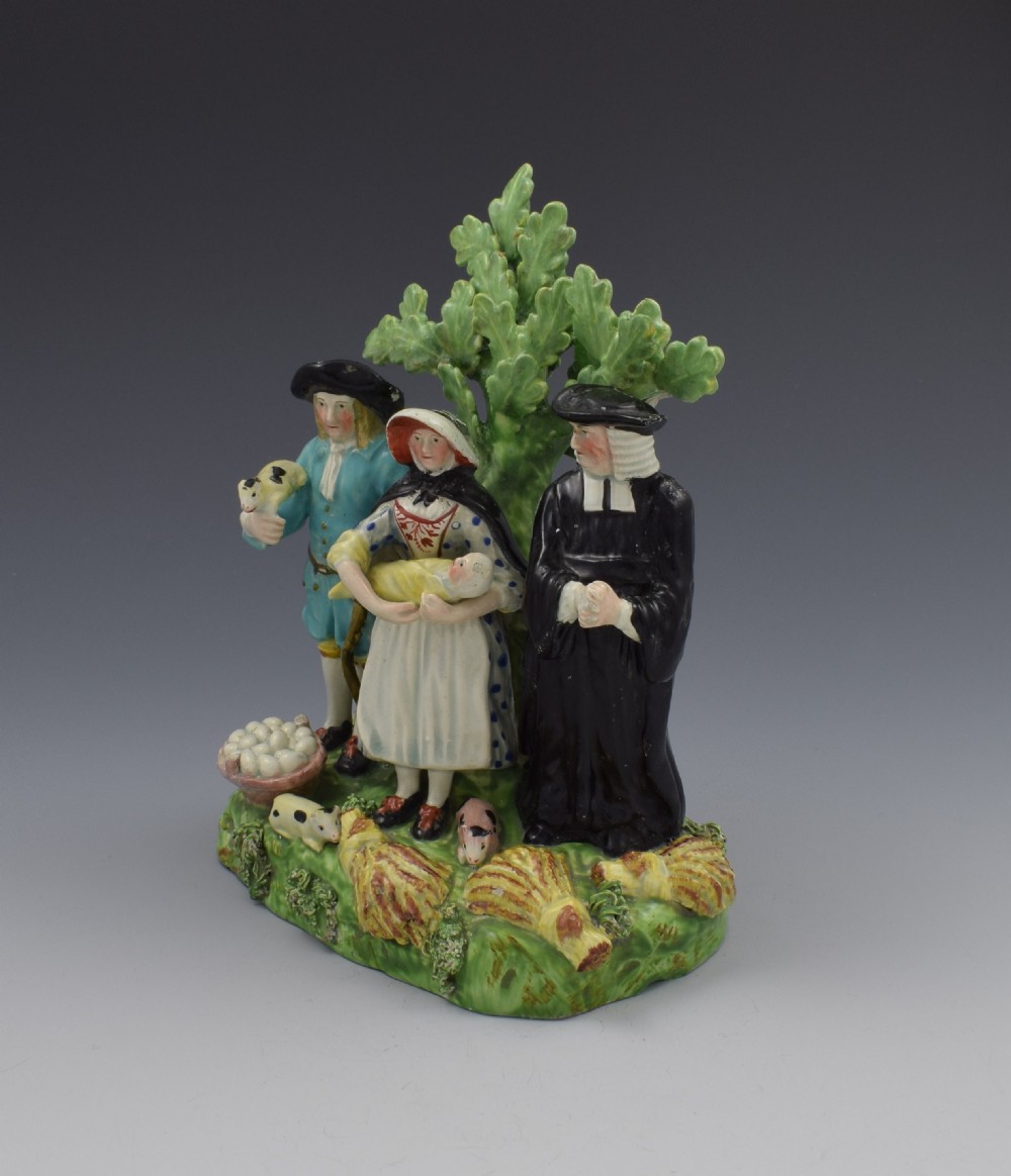 Early Staffordshire Pearlware Tithe Tythe Pig Figure Group c.1820 View VIII
