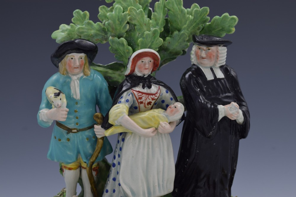Early Staffordshire Pearlware Tithe Tythe Pig Figure Group c.1820 View X