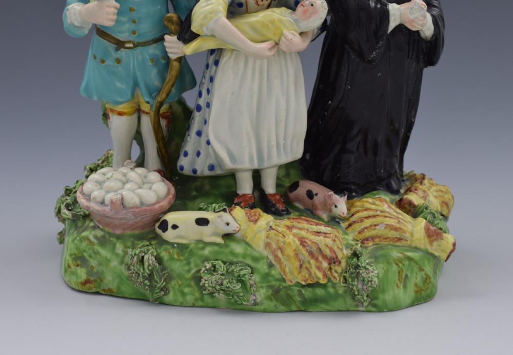 Early Staffordshire Pearlware Tithe Tythe Pig Figure Group c.1820 View XI