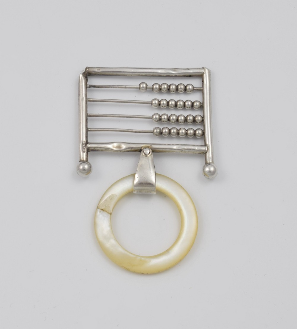 Unusual Antique Novelty Silver Abacus Teething Ring  View II