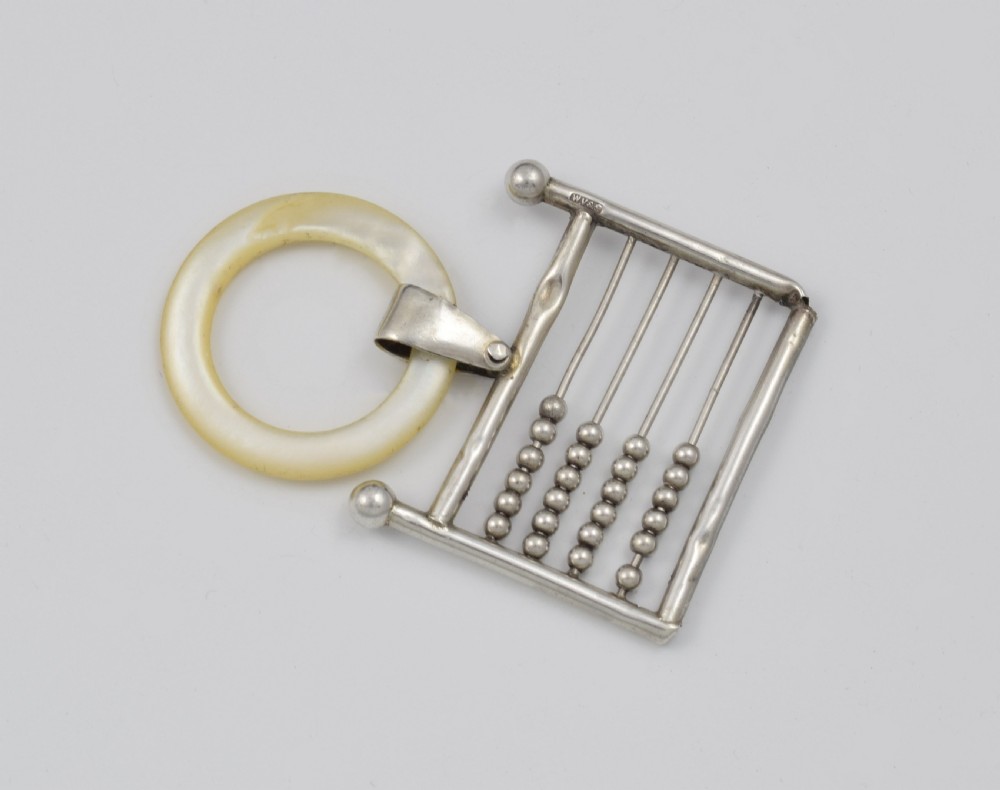 Unusual Antique Novelty Silver Abacus Teething Ring  View III