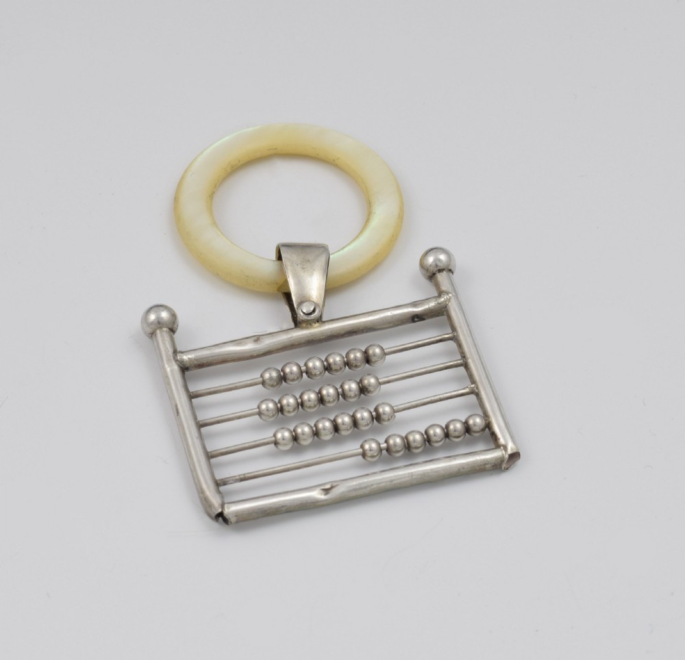 Unusual Antique Novelty Silver Abacus Teething Ring  View IV