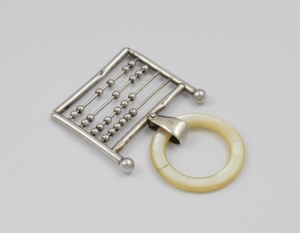 Unusual Antique Novelty Silver Abacus Teething Ring  View V
