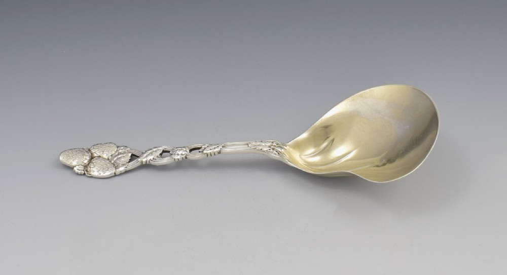 Unusual Tiffany Sterling Silver Strawberry Serving Berry Spoon View II