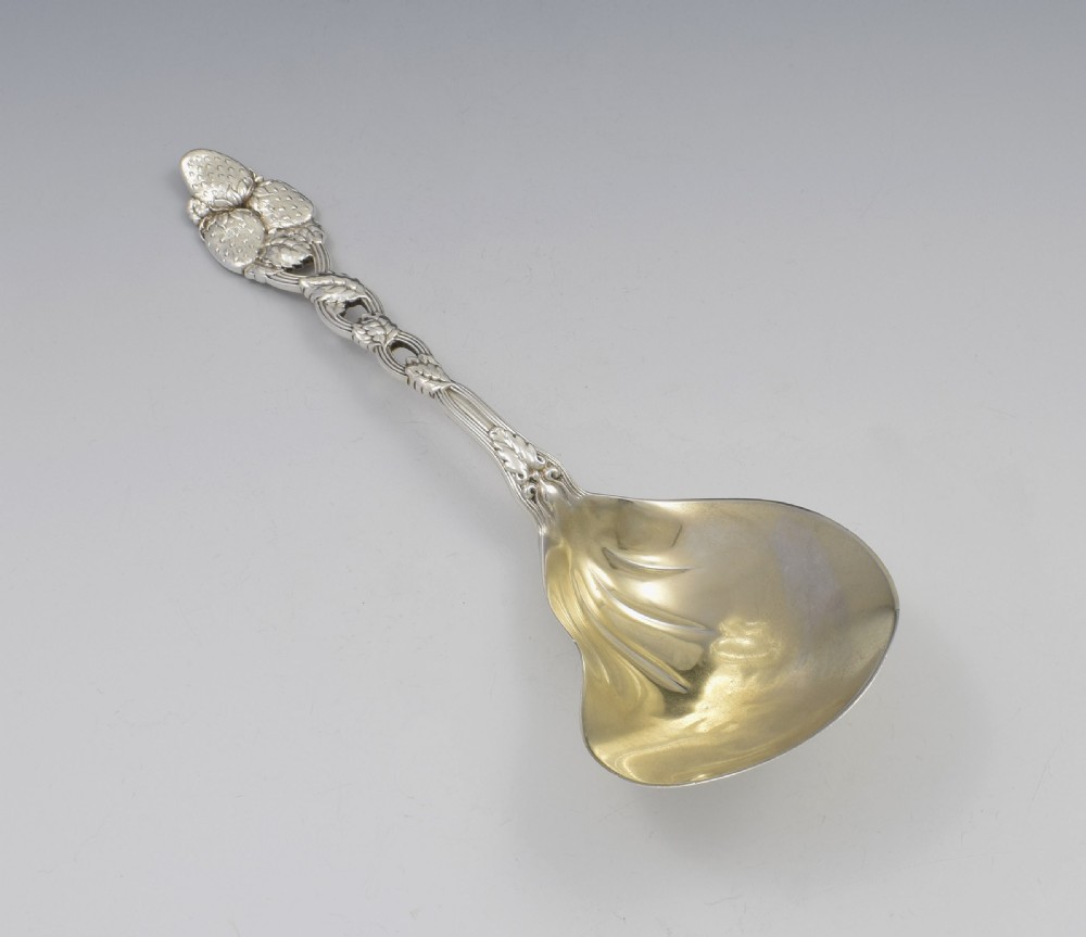 Unusual Tiffany Sterling Silver Strawberry Serving Berry Spoon View III