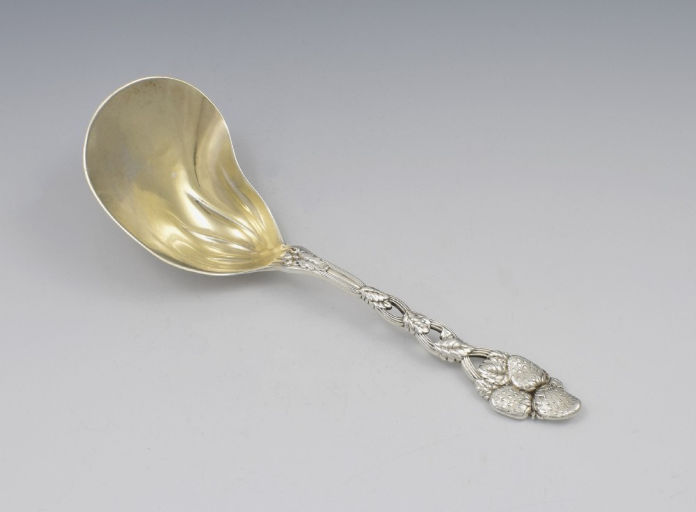 Unusual Tiffany Sterling Silver Strawberry Serving Berry Spoon View V