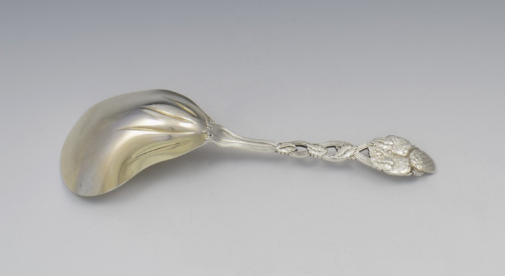 Unusual Tiffany Sterling Silver Strawberry Serving Berry Spoon View VIII