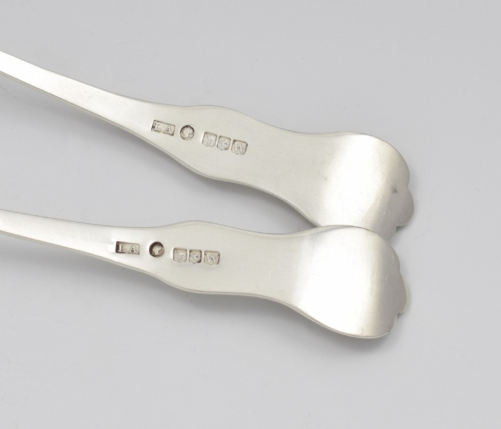 Pair Early Victorian Scottish Silver Queen's Pattern Toddy Ladles Glasgow 1841 View VIII