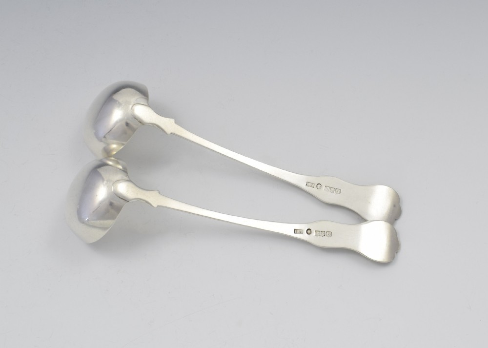 Pair Early Victorian Scottish Silver Queen's Pattern Toddy Ladles Glasgow 1841 View IX