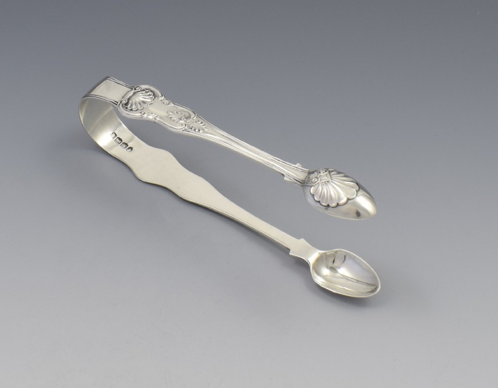 Early Victorian Provincial Silver King's Pattern Sugar Tongs Exeter 
