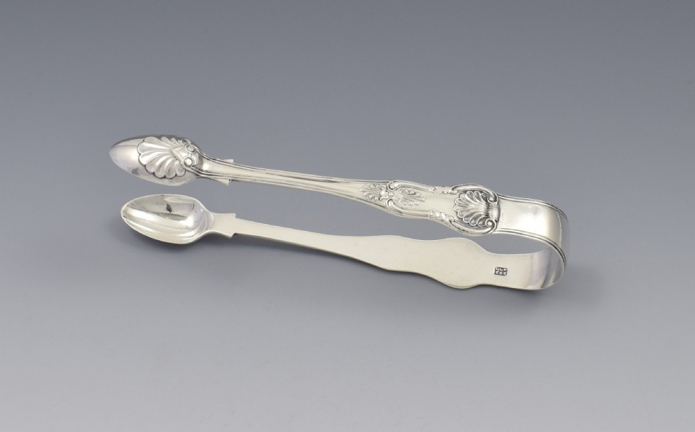 Early Victorian Provincial Silver King's Pattern Sugar Tongs Exeter  View II