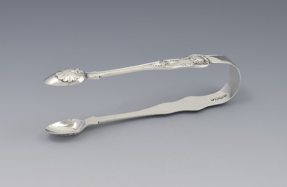 Early Victorian Provincial Silver King's Pattern Sugar Tongs Exeter  View III