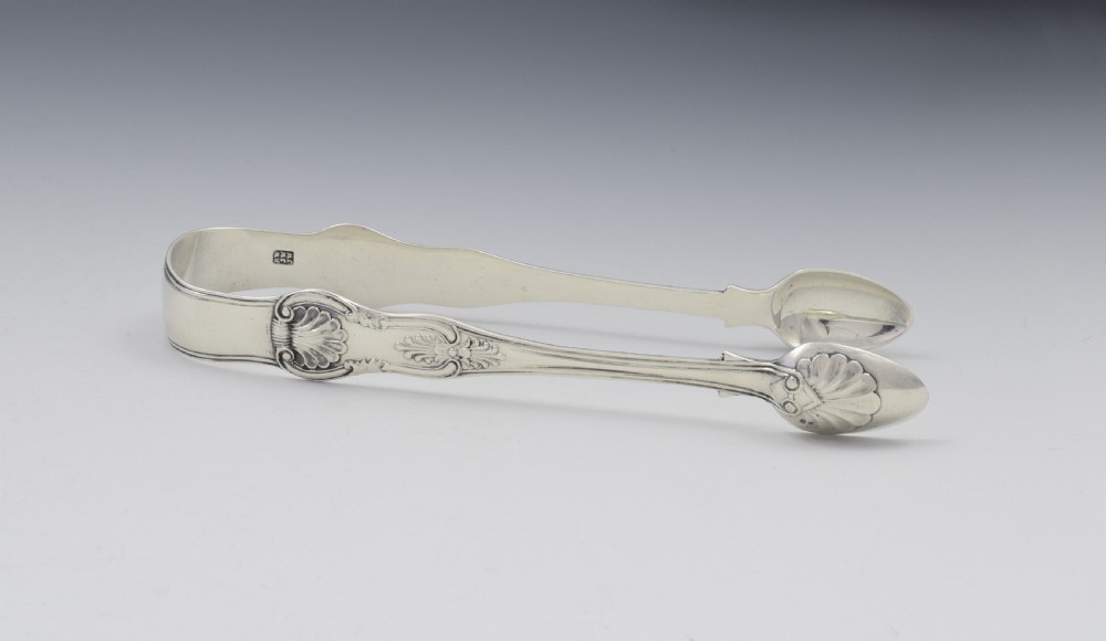 Early Victorian Provincial Silver King's Pattern Sugar Tongs Exeter  View V