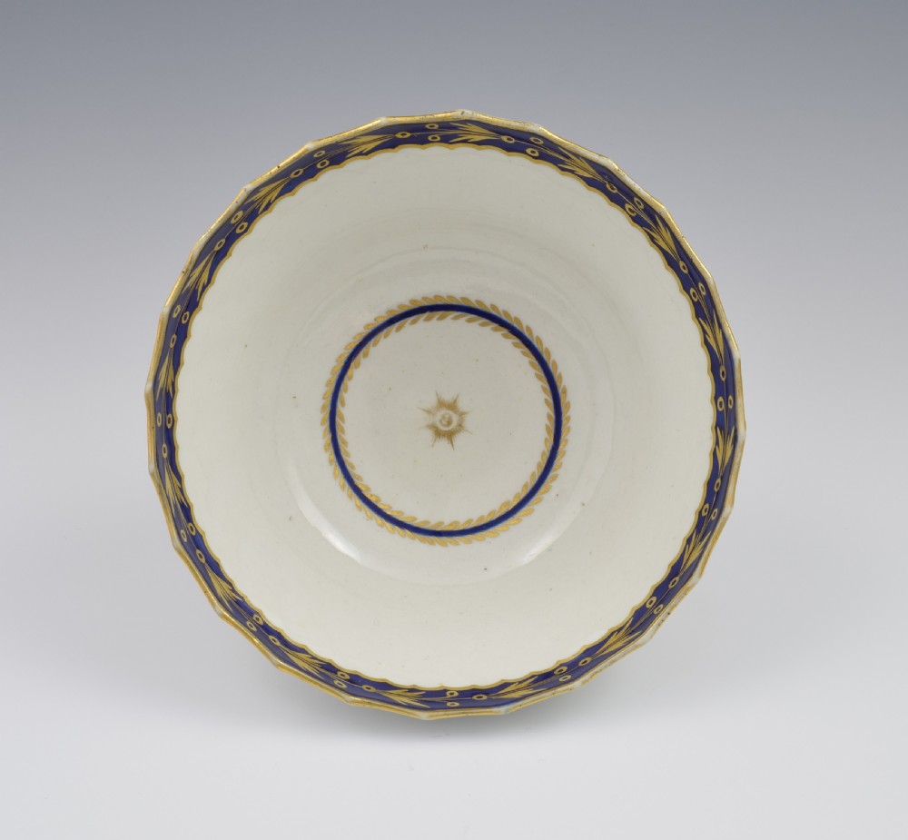 Flight Worcester Porcelain Large Spiral Fluted Bowl Gilded Fly Pattern View VI