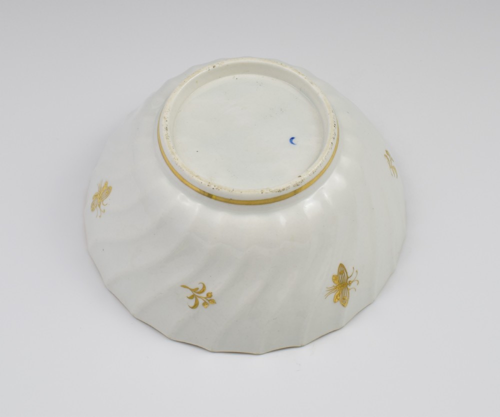 Flight Worcester Porcelain Large Spiral Fluted Bowl Gilded Fly Pattern View VIII
