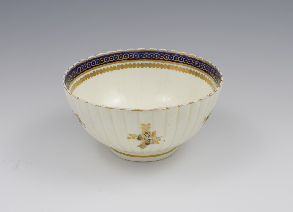Caughley Porcelain Fluted Slop Bowl Dresden Flowers c.1785