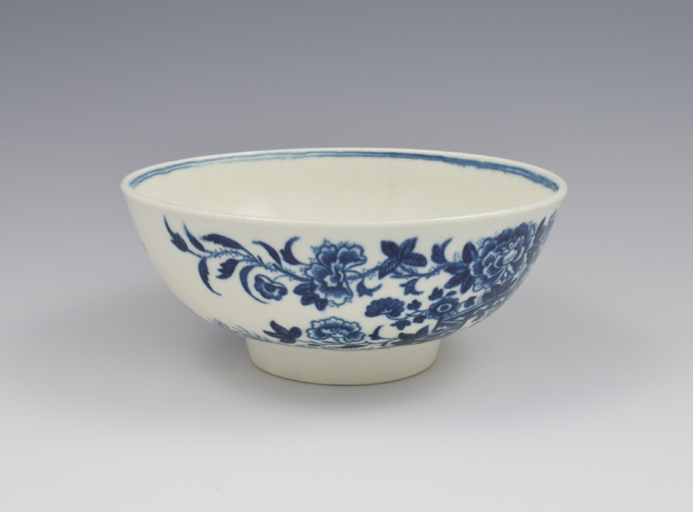 First Period Worcester Porcelain Slop Bowl Fence Pattern c.1770 View II
