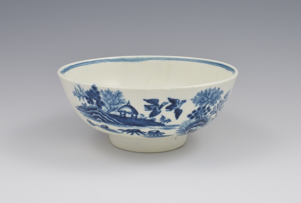 First Period Worcester Porcelain Slop Bowl Fence Pattern c.1770 View IV