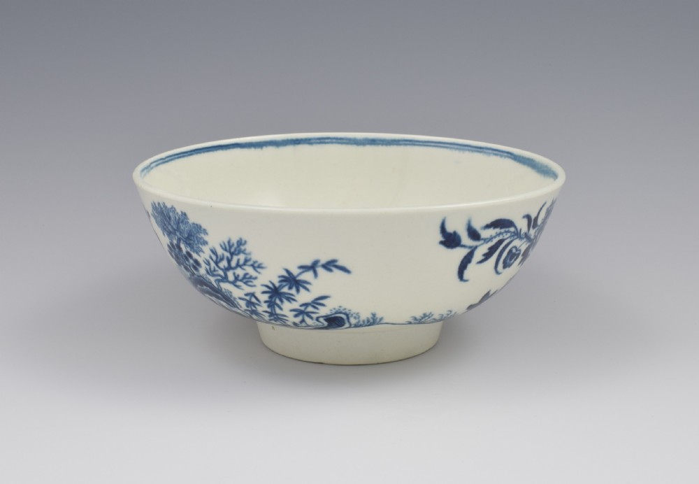 First Period Worcester Porcelain Slop Bowl Fence Pattern c.1770 View V