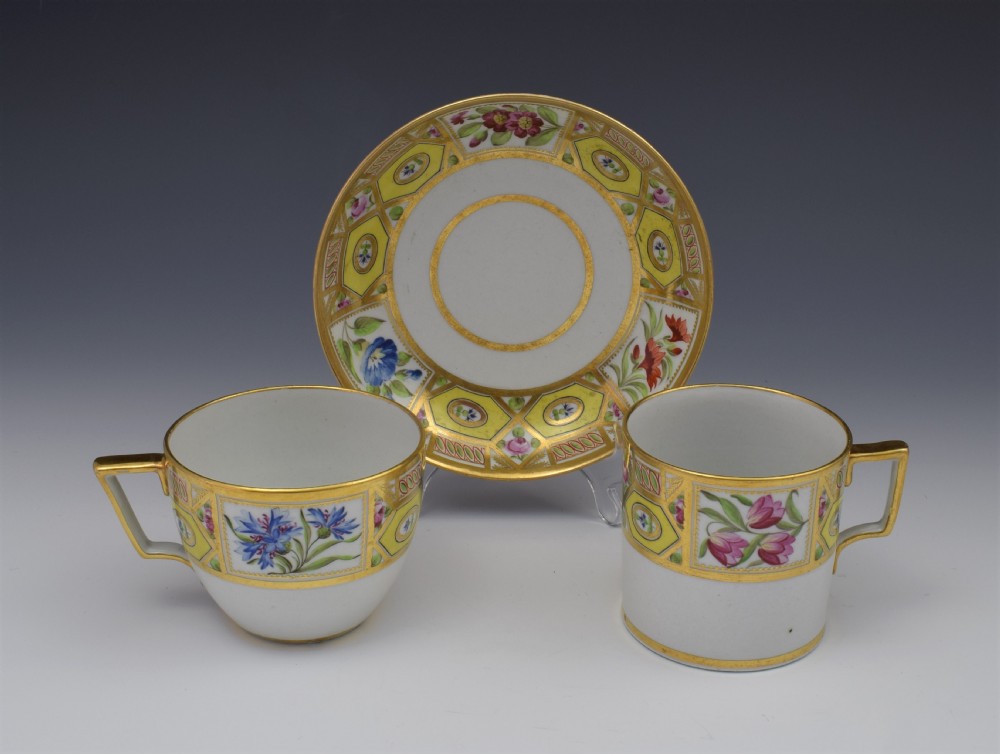 Regency Coalport Porcelain Church Gresley Pattern Trio Cup & Saucer View II