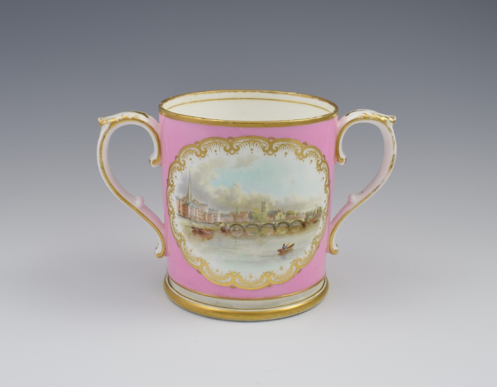 Grainger & Co. Worcester Pink Loving Cup View Of Worcester c.1870