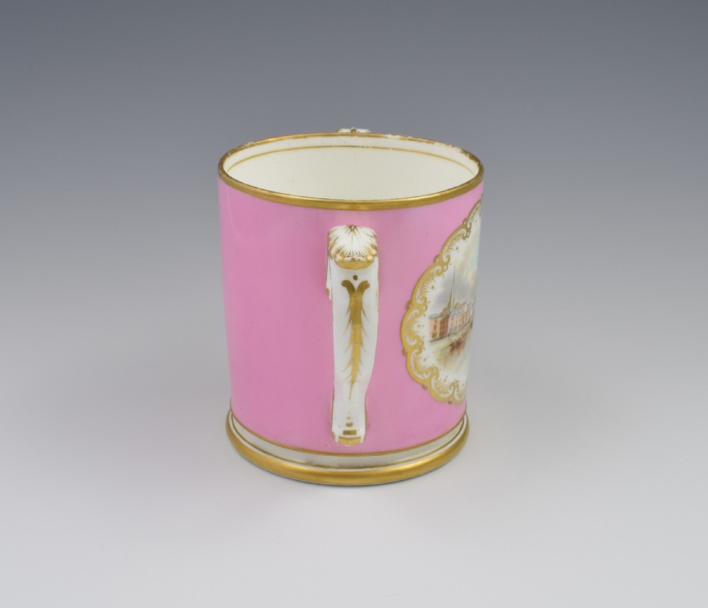 Grainger & Co. Worcester Pink Loving Cup View Of Worcester c.1870 View III