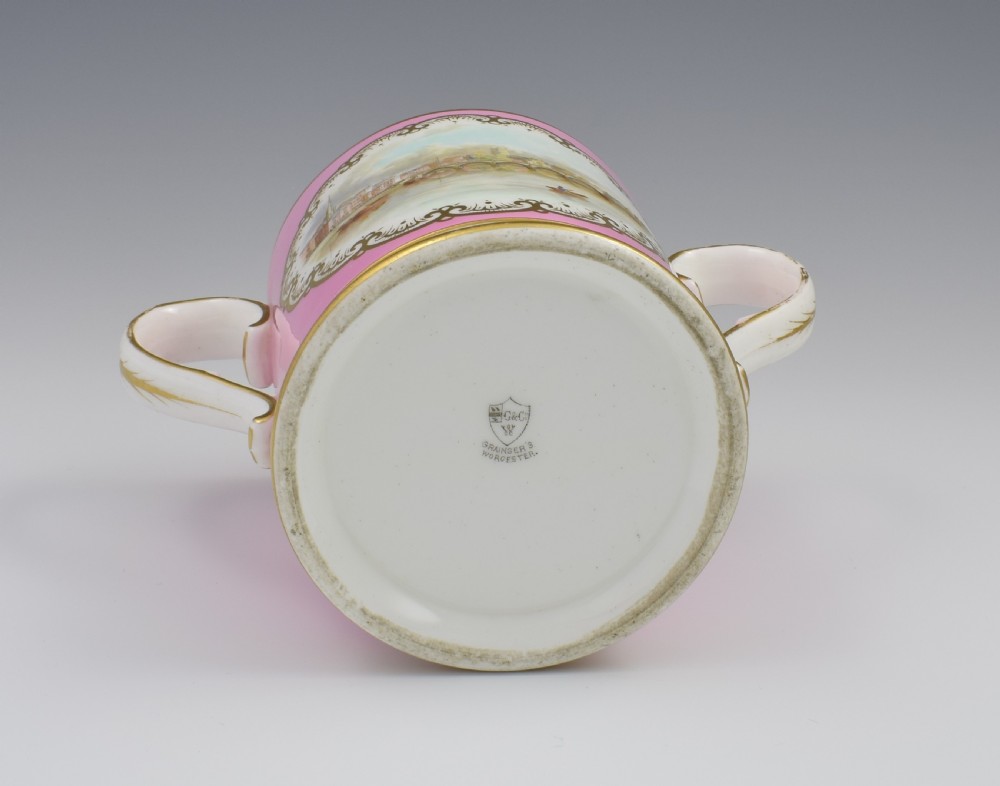 Grainger & Co. Worcester Pink Loving Cup View Of Worcester c.1870 View XI