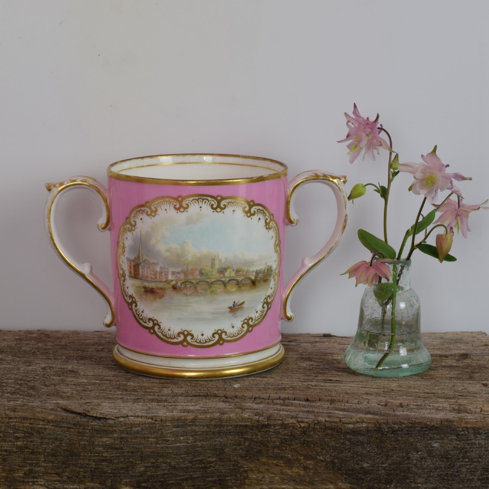 Grainger & Co. Worcester Pink Loving Cup View Of Worcester c.1870 View XIII