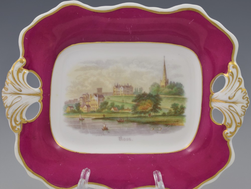 Antique Davenport Porcelain Dessert Dish View Of Ross-On-Wye c.1840 View II