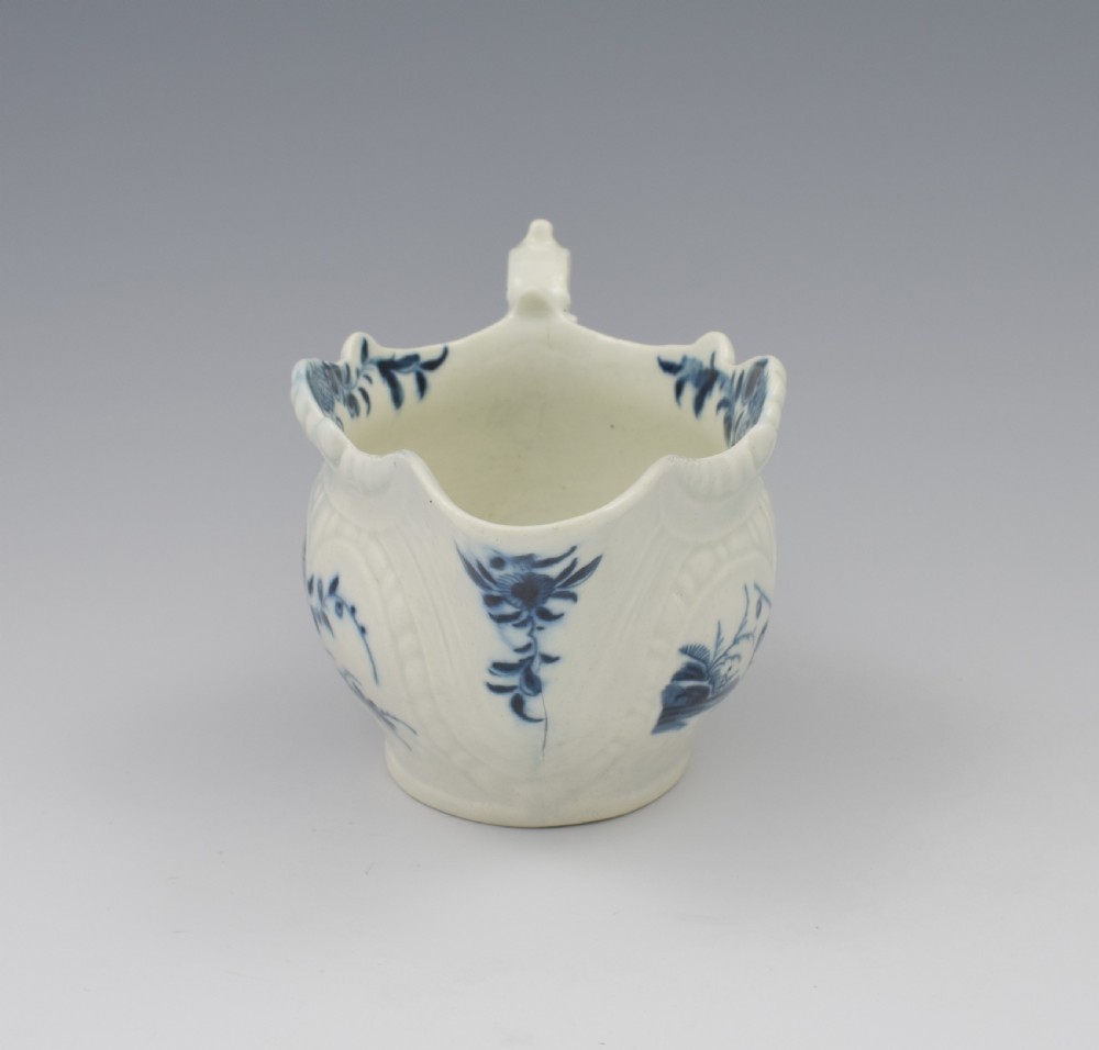 First Period Worcester Porcelain Sauceboat Two-Porter Landscape c.1770 View IV