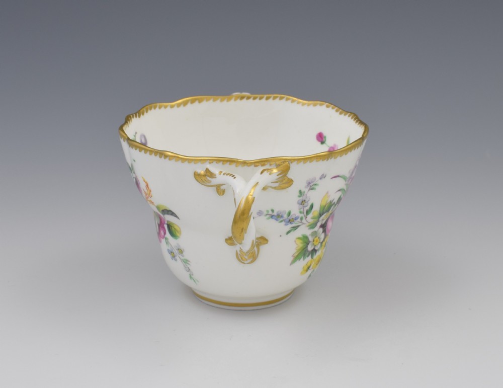 Derby Porcelain Royal Flute Waisted Chocolate Cup & Saucer c.1780 View V