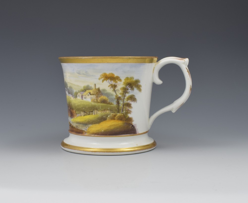 Unusual English Porcelain Porter Mug Hare Coursing Scene c.1830 View IV