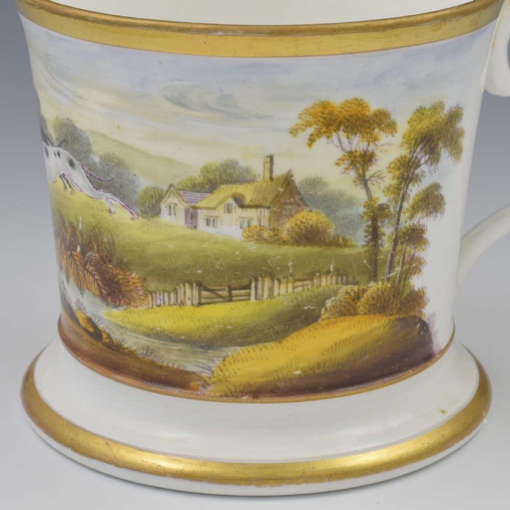 Unusual English Porcelain Porter Mug Hare Coursing Scene c.1830 View VII
