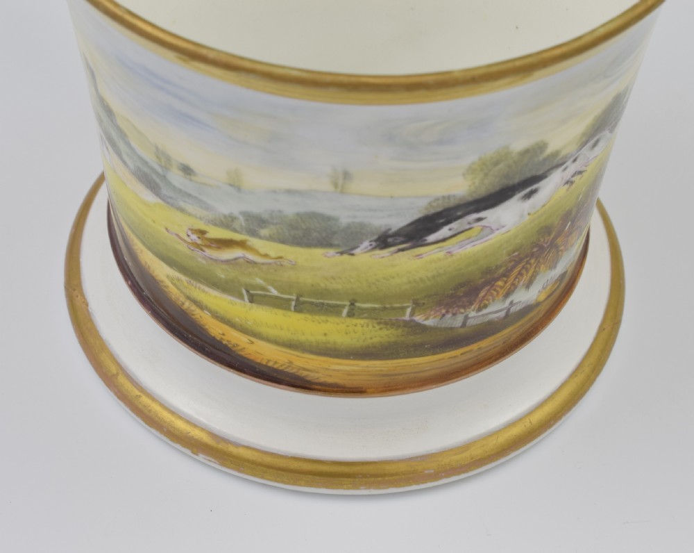 Unusual English Porcelain Porter Mug Hare Coursing Scene c.1830 View XII
