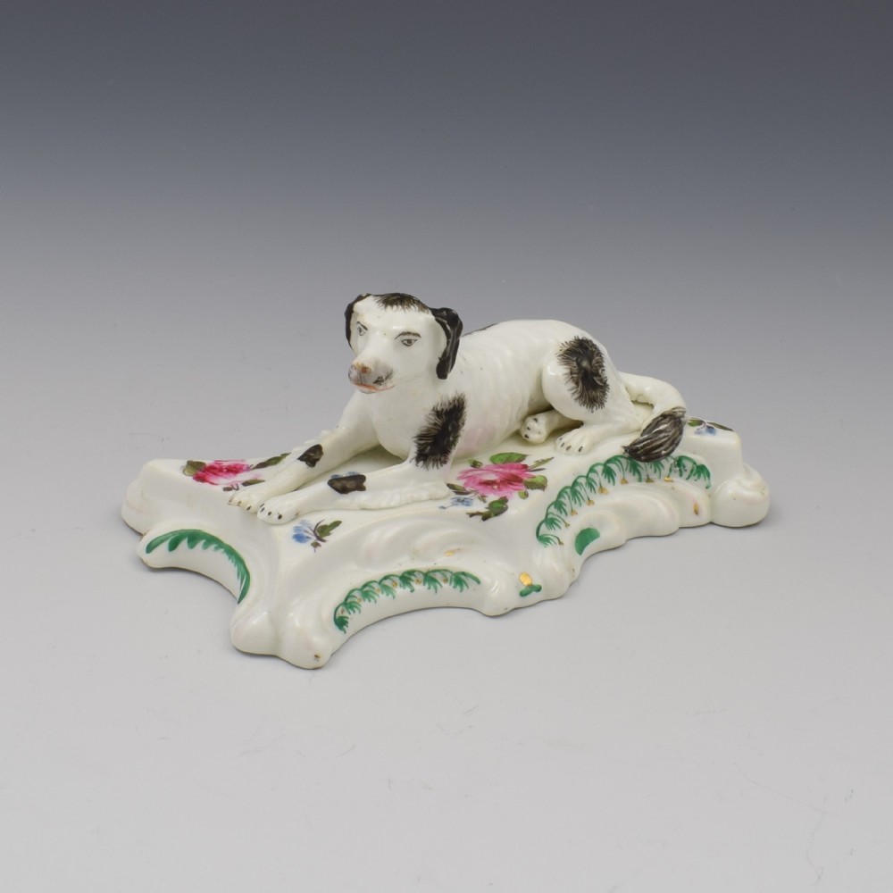 19th Century Derby Porcelain Figure Recumbent Setter Sporting Dog c.1835