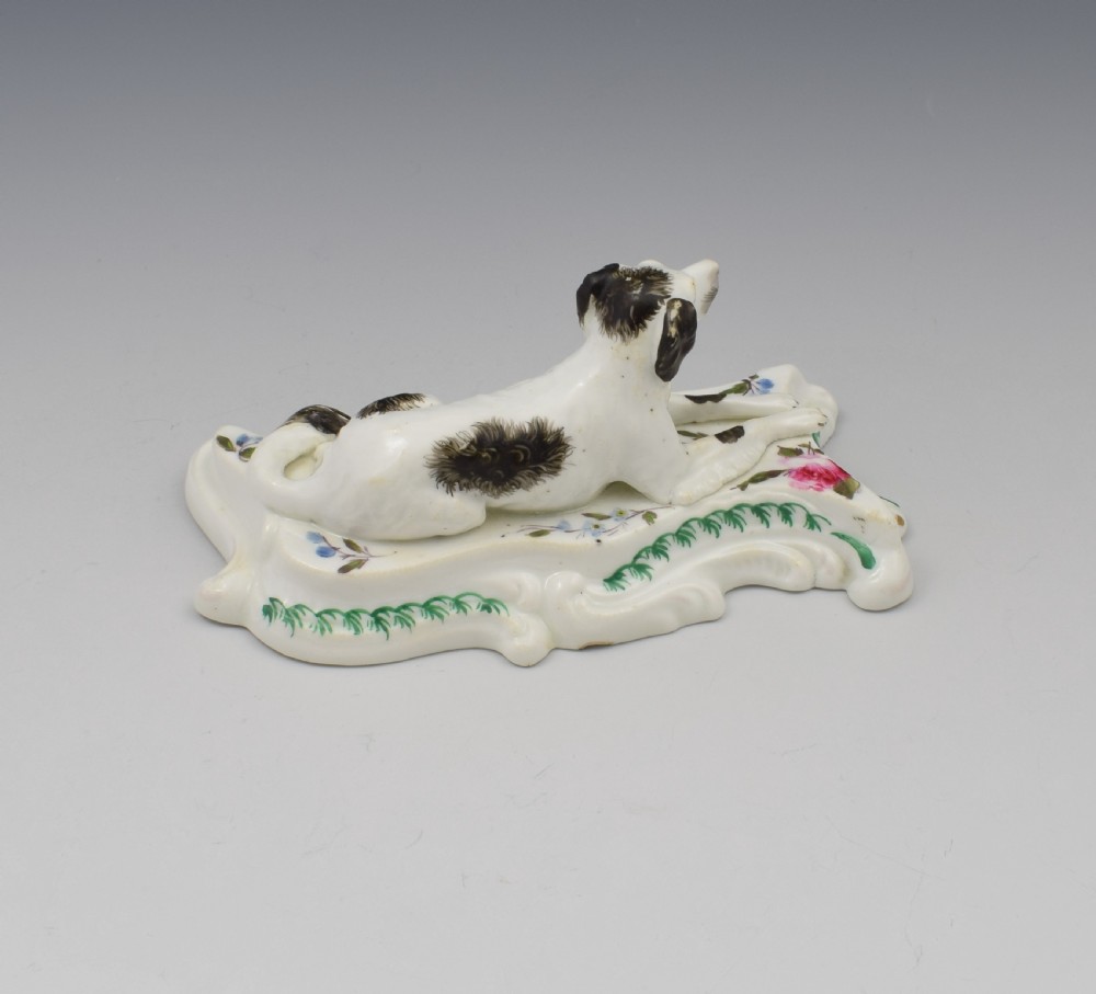 19th Century Derby Porcelain Figure Recumbent Setter Sporting Dog c.1835 View IV