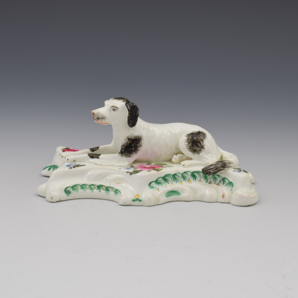19th Century Derby Porcelain Figure Recumbent Setter Sporting Dog c.1835 View VIII