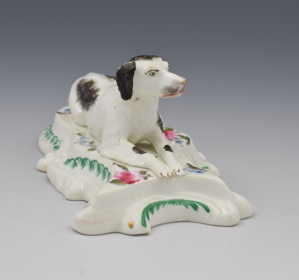 19th Century Derby Porcelain Figure Recumbent Setter Sporting Dog c.1835 View X