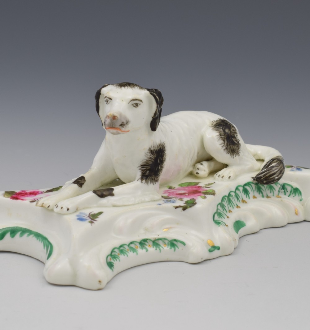 19th Century Derby Porcelain Figure Recumbent Setter Sporting Dog c.1835 View XI