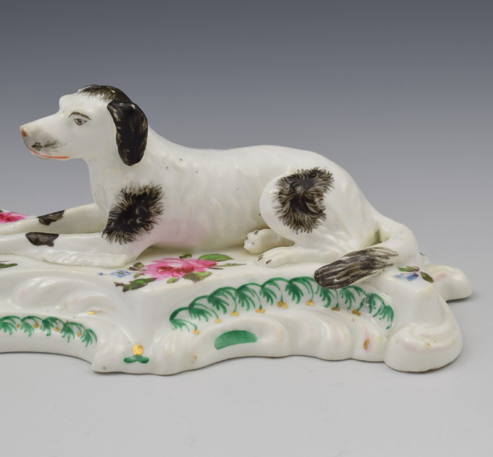 19th Century Derby Porcelain Figure Recumbent Setter Sporting Dog c.1835 View XIII