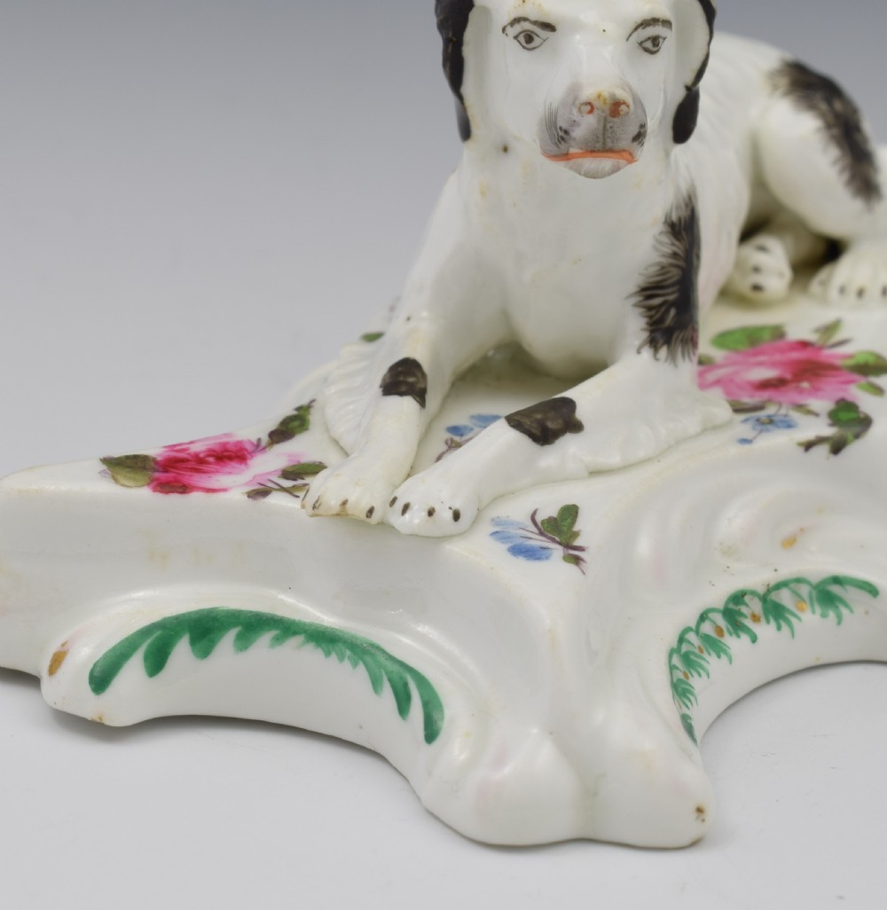 19th Century Derby Porcelain Figure Recumbent Setter Sporting Dog c.1835 View XIV