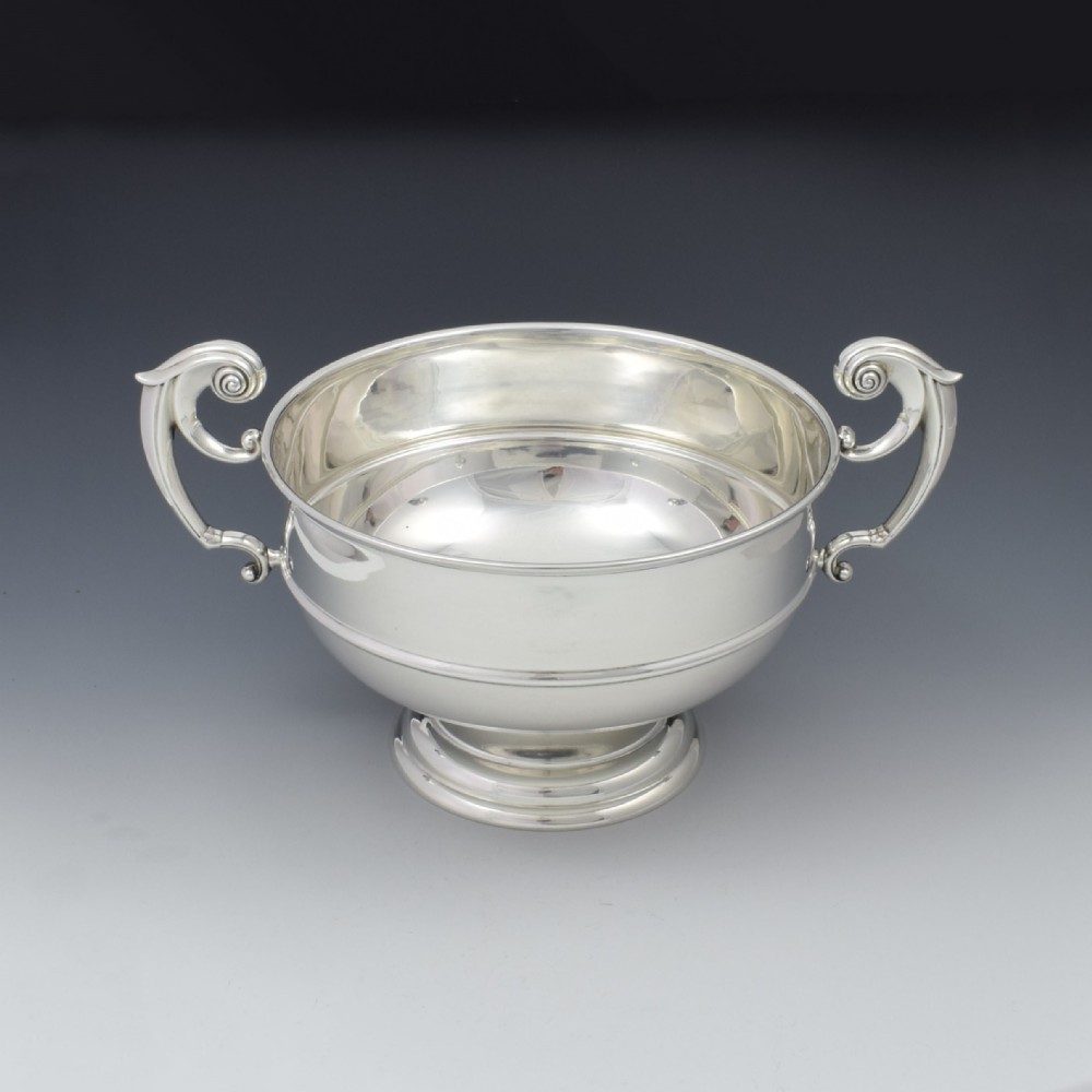 Large Edwardian Silver Twin Handled Table Rose Bowl