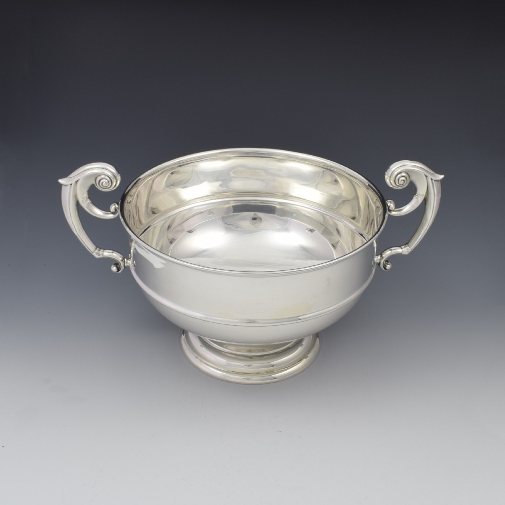 Large Edwardian Silver Twin Handled Table Rose Bowl View IV