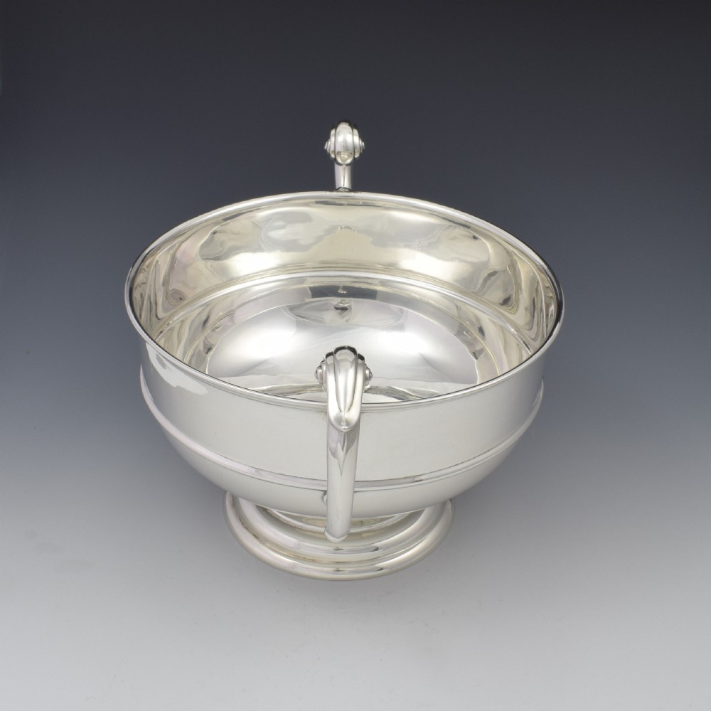 Large Edwardian Silver Twin Handled Table Rose Bowl View V