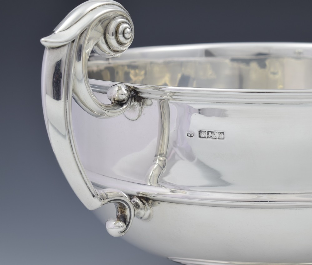 Large Edwardian Silver Twin Handled Table Rose Bowl View VI