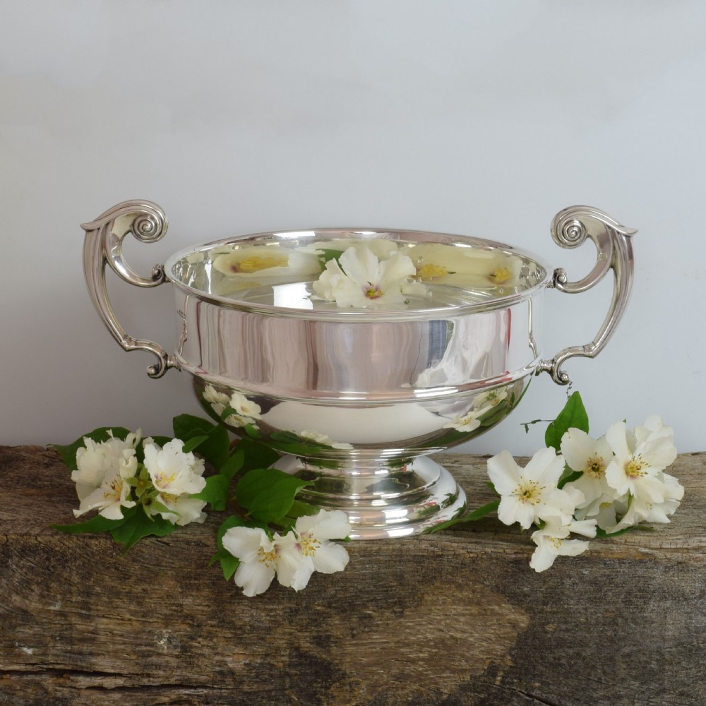 Large Edwardian Silver Twin Handled Table Rose Bowl View VIII